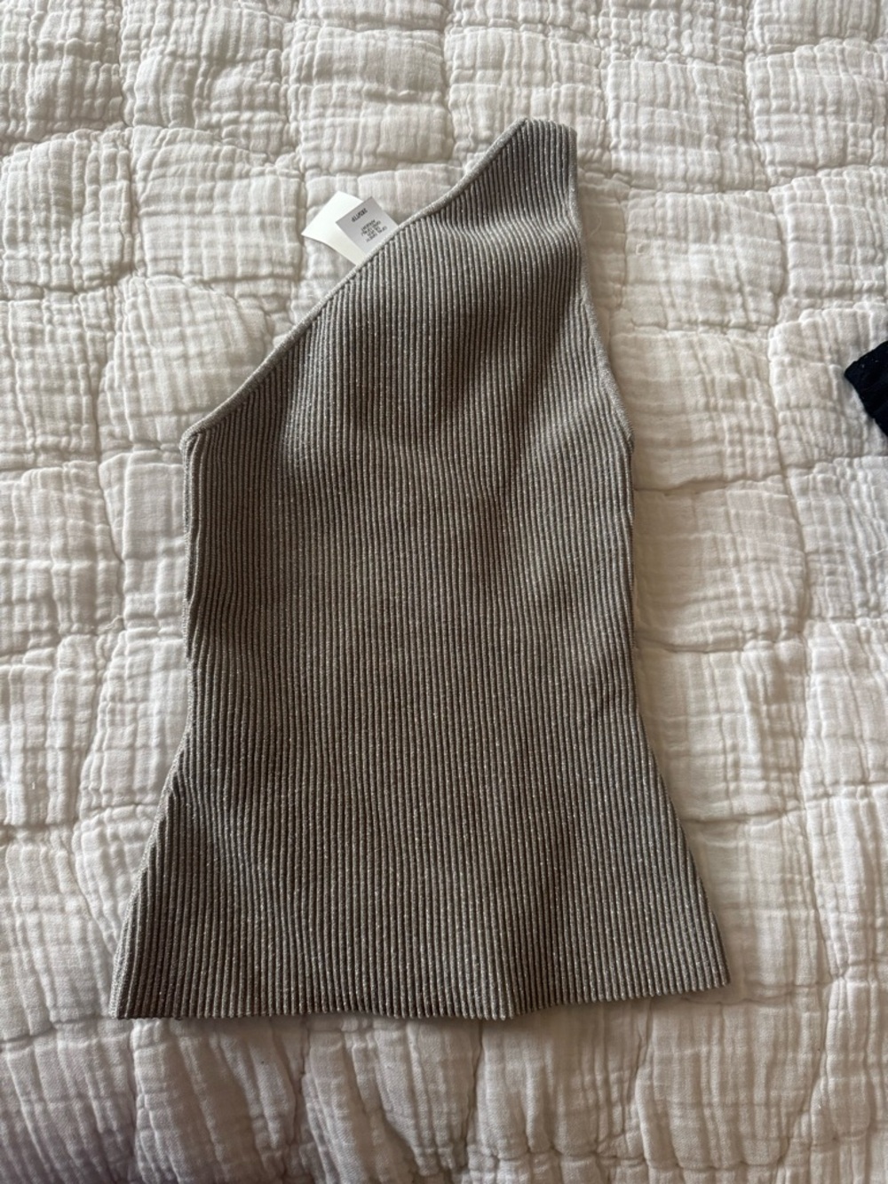 Aritzia One-Shoulder Ribbed Tank Top — Taupe